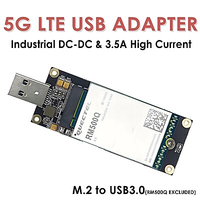 5G LTE Industrial USB3.0 Adapter for M.2 (NGFF) Modules w/Nano SIM Slot – Compatible with Quectel RM500Q, RM520N, Fibocom FM160, for Industrial Routers & Gateways