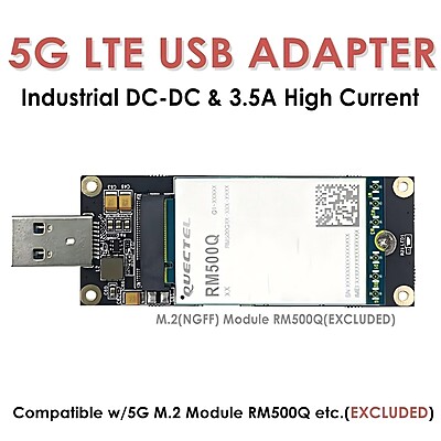 5G LTE Industrial USB3.0 Adapter for M.2 (NGFF) Modules w/Nano SIM Slot – Compatible with Quectel RM500Q, RM520N, Fibocom FM160, for Industrial Routers & Gateways