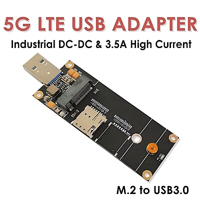 5G LTE Industrial USB3.0 Adapter for M.2 (NGFF) Modules w/Nano SIM Slot – Compatible with Quectel RM500Q, RM520N, Fibocom FM160, for Industrial Routers & Gateways