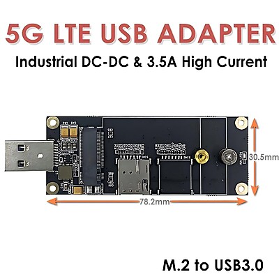 5G LTE Industrial USB3.0 Adapter for M.2 (NGFF) Modules w/Nano SIM Slot – Compatible with Quectel RM500Q, RM520N, Fibocom FM160, for Industrial Routers & Gateways