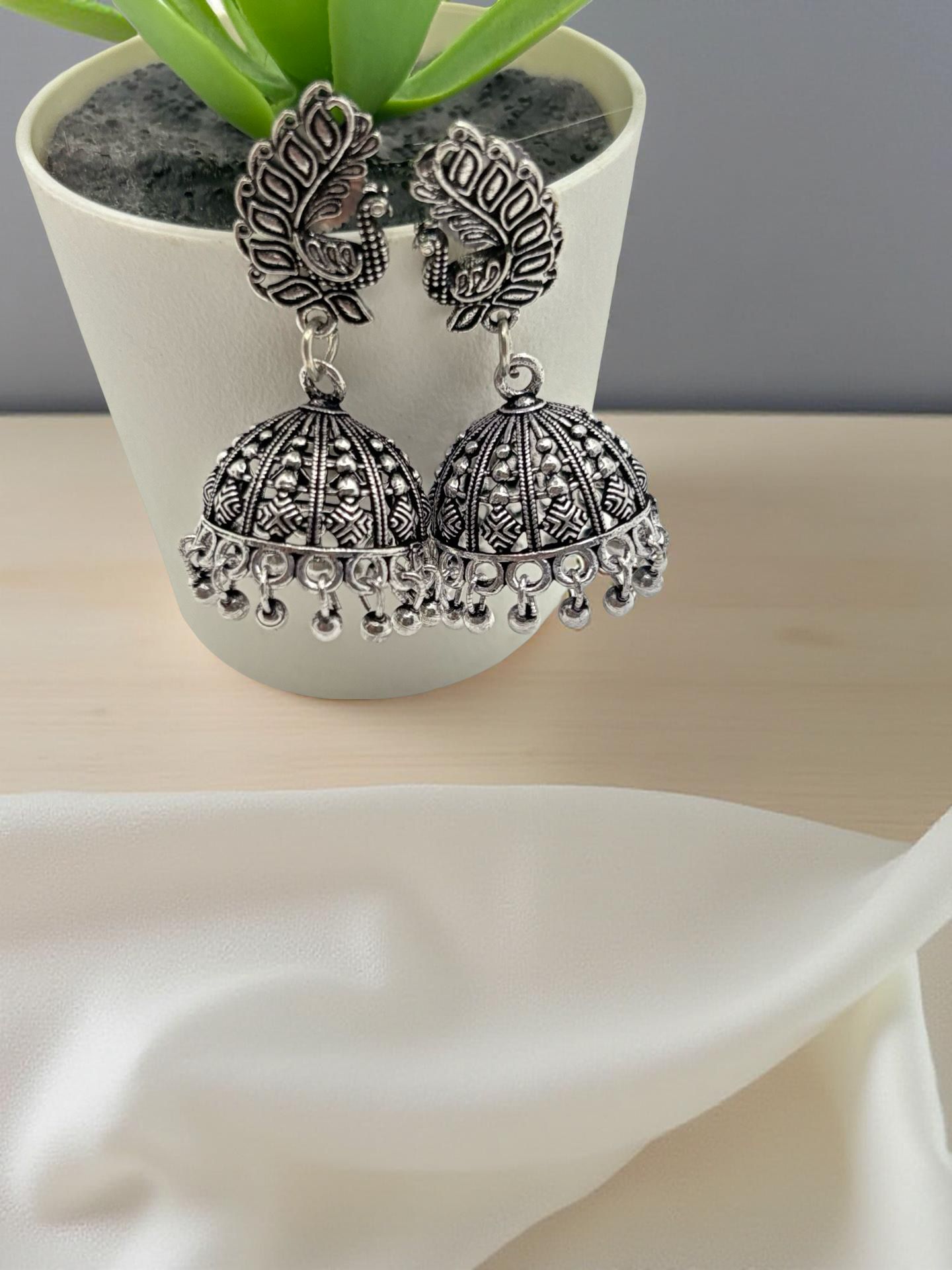 Medium size Peacok Oxidised Jumkha