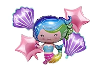 Mermaid Theme Foil Balloons - 5 Pcs. Set