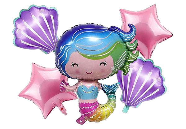 Mermaid Theme Foil Balloons - (Pack of 5)