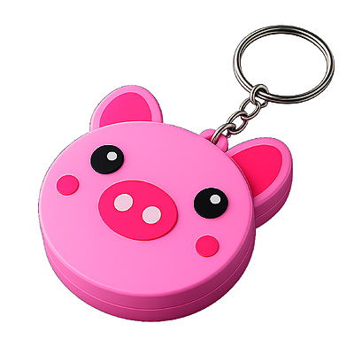 Metro Retráctil  con Llavero Figura Cerdo Paquete x 5 Unidades