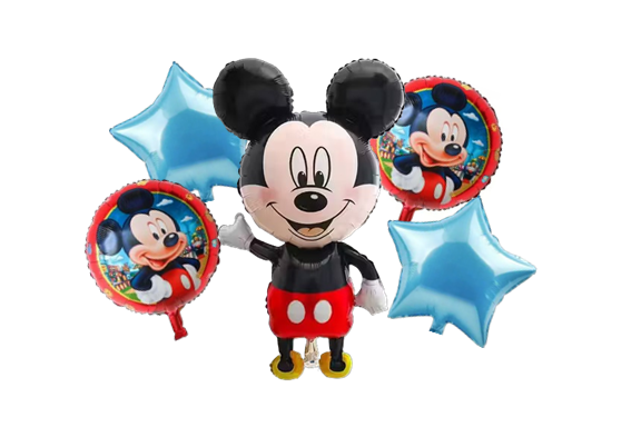 Mickey Mouse Theme Foil Balloons - (Pack of 5)