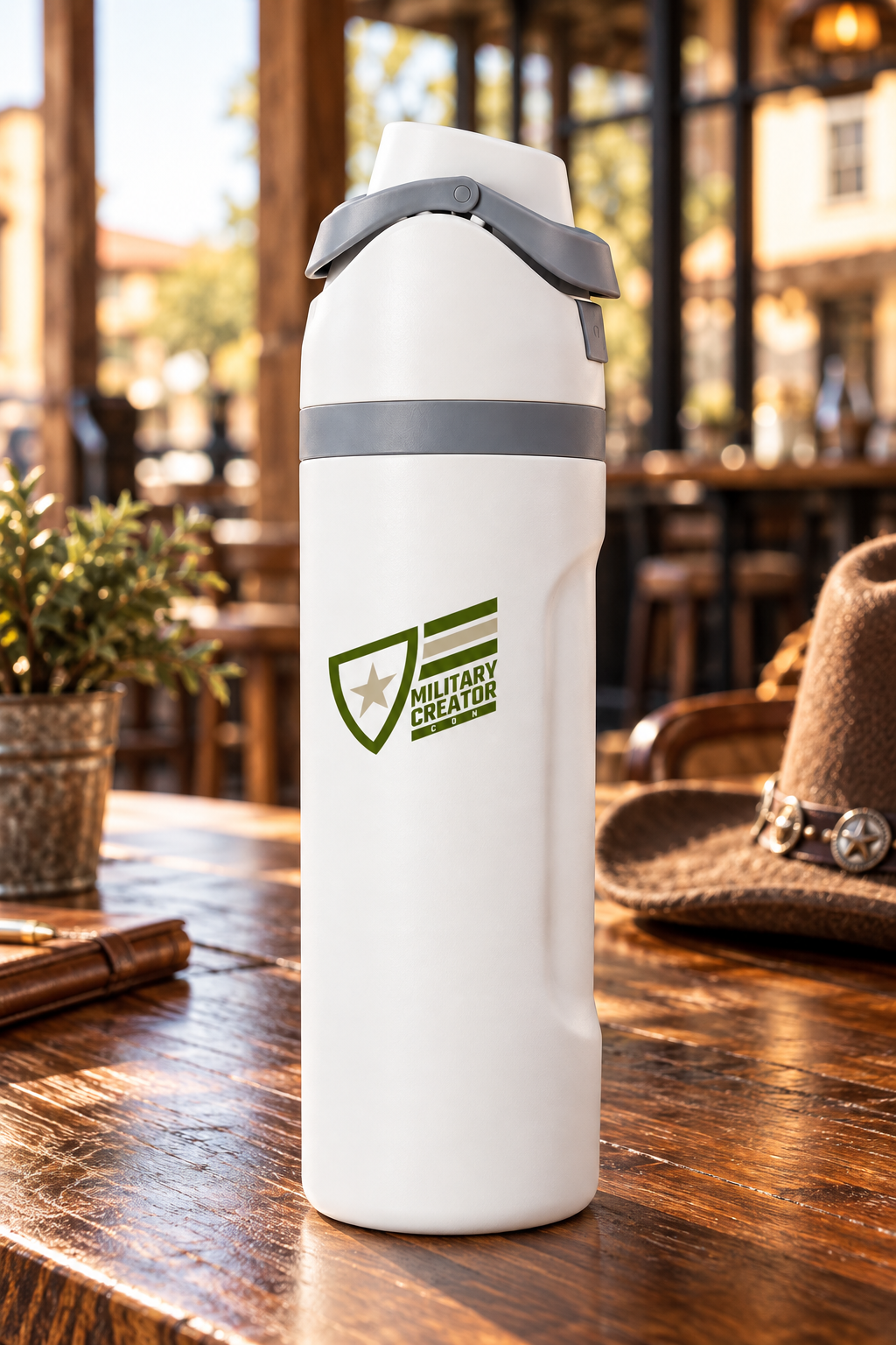 24oz Logo White Logo Water Bottle