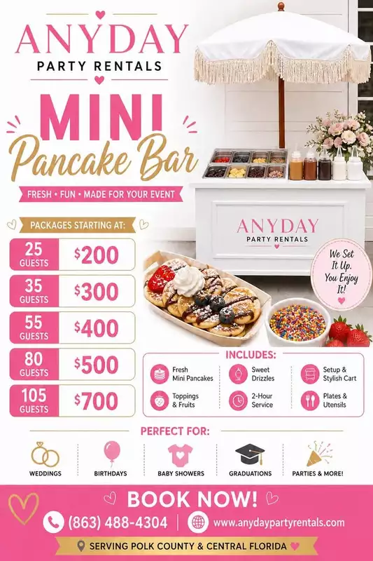 Package Mini pancakes bar  / Paquete Mini panqueques bar