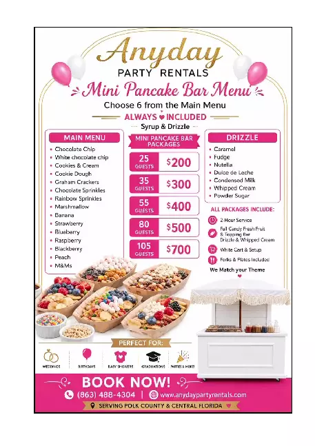 Package Mini pancakes bar  / Paquete Mini panqueques bar