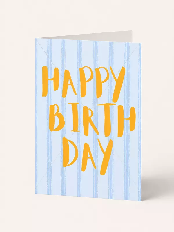 Happy Birthday Brushtrokes Stripes Card A5
