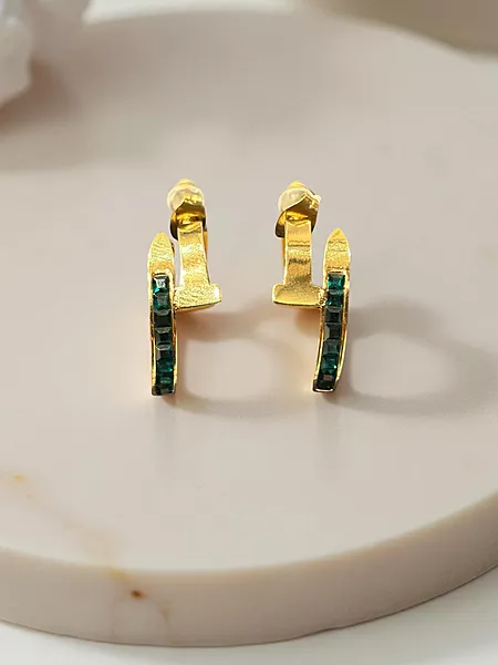 Minimalist Gold & Green Office Studs