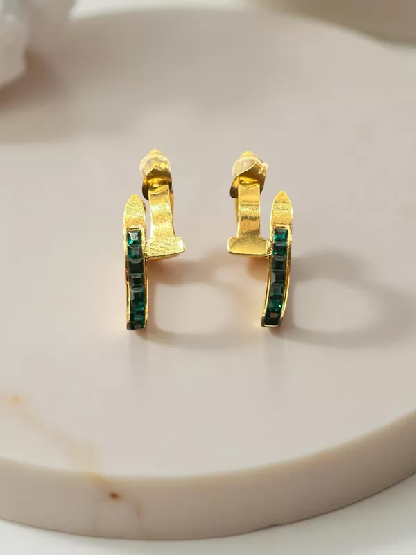 Minimalist Gold & Green Office Studs