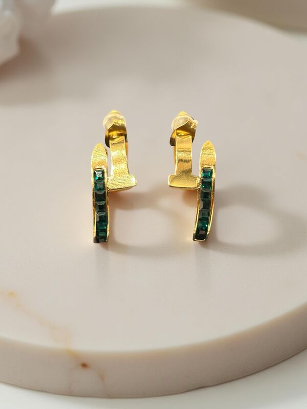 Minimalist Gold & Green Office Studs