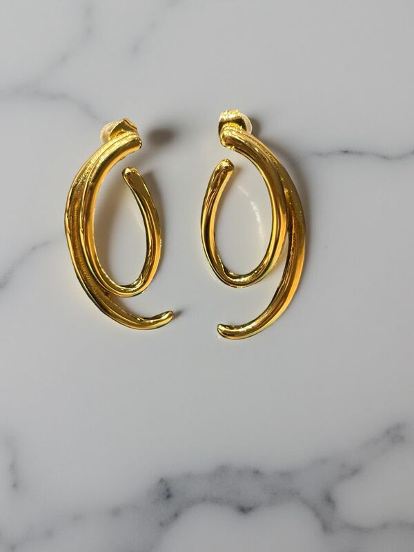 Modern Abstract Open Hoop Earrings
