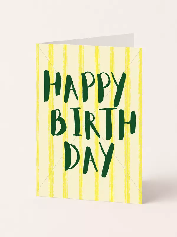 Happy Birthday Brushtrokes Stripes Card A5