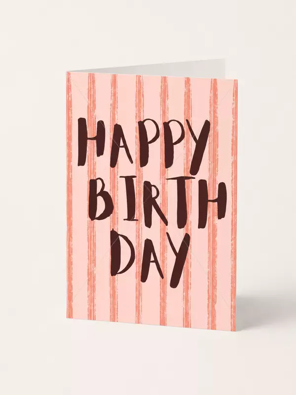 Happy Birthday Brushtrokes Stripes Card A5
