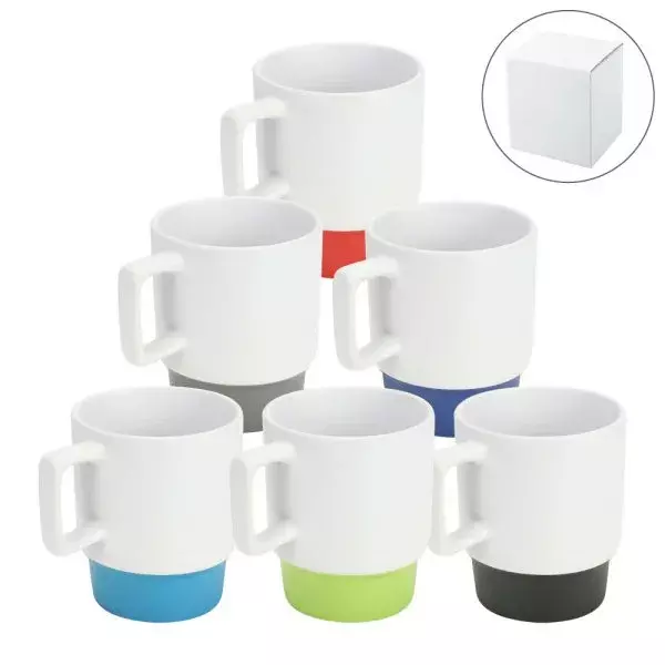 Printed White Mug with Bottom Color Clay
