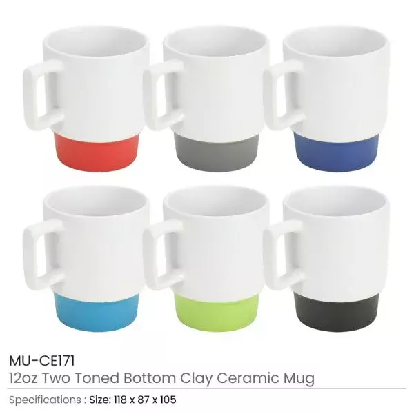 Printed White Mug with Bottom Color Clay