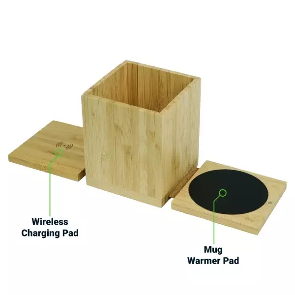 Foldable Fast Wireless Charging Pad 15W with Mug Warmer & Pen Holder