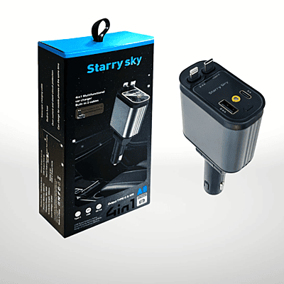 Multi-Port Car Charger - Fast Charging USB & Type-C Adapter with LED Light