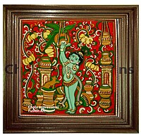 Butter Krishna Kerala Mural Tanjore Painting Butter Krishna Kerala Mural Tanjore Painting