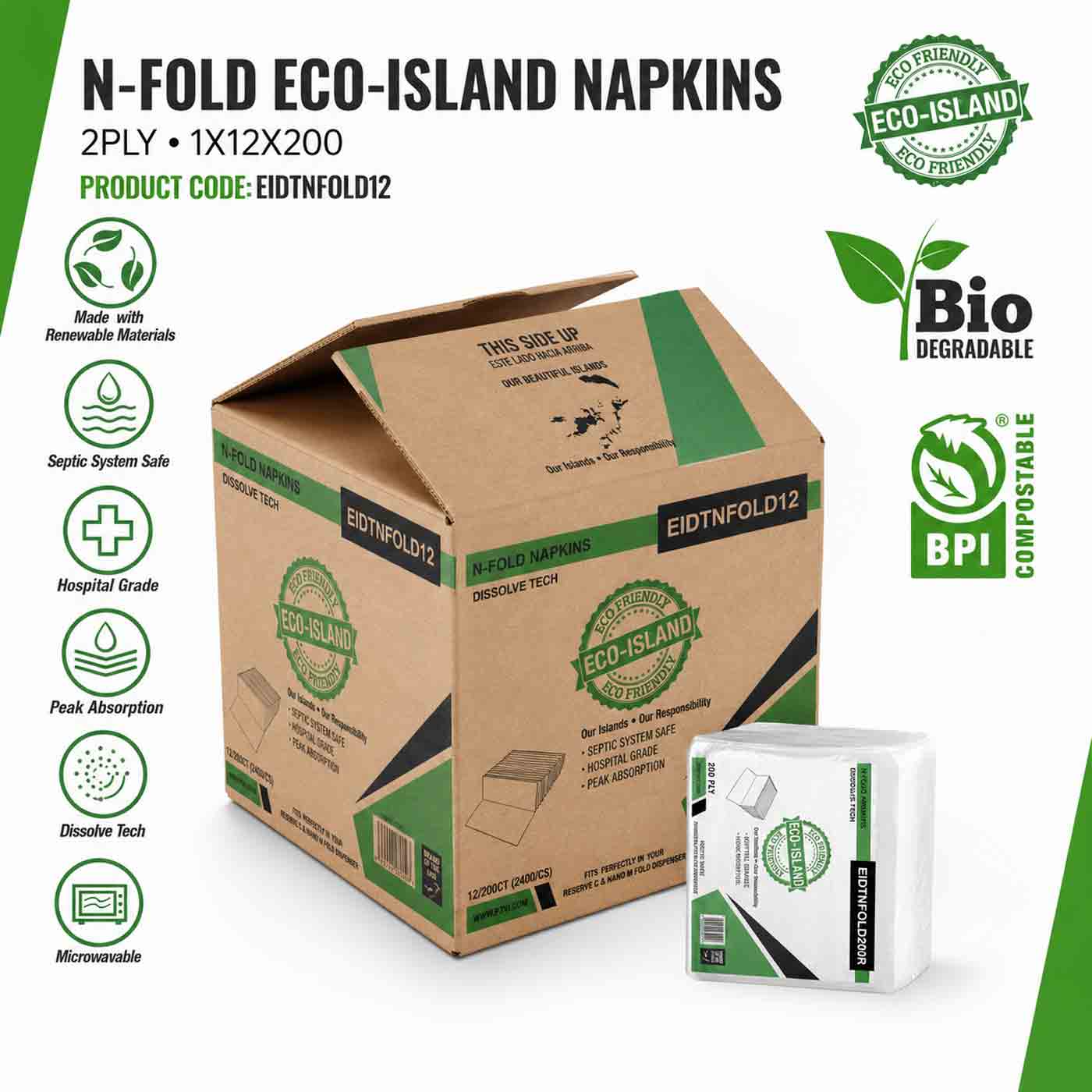 N-Fold Napkins Eco-Island 2ply 1/12/200
