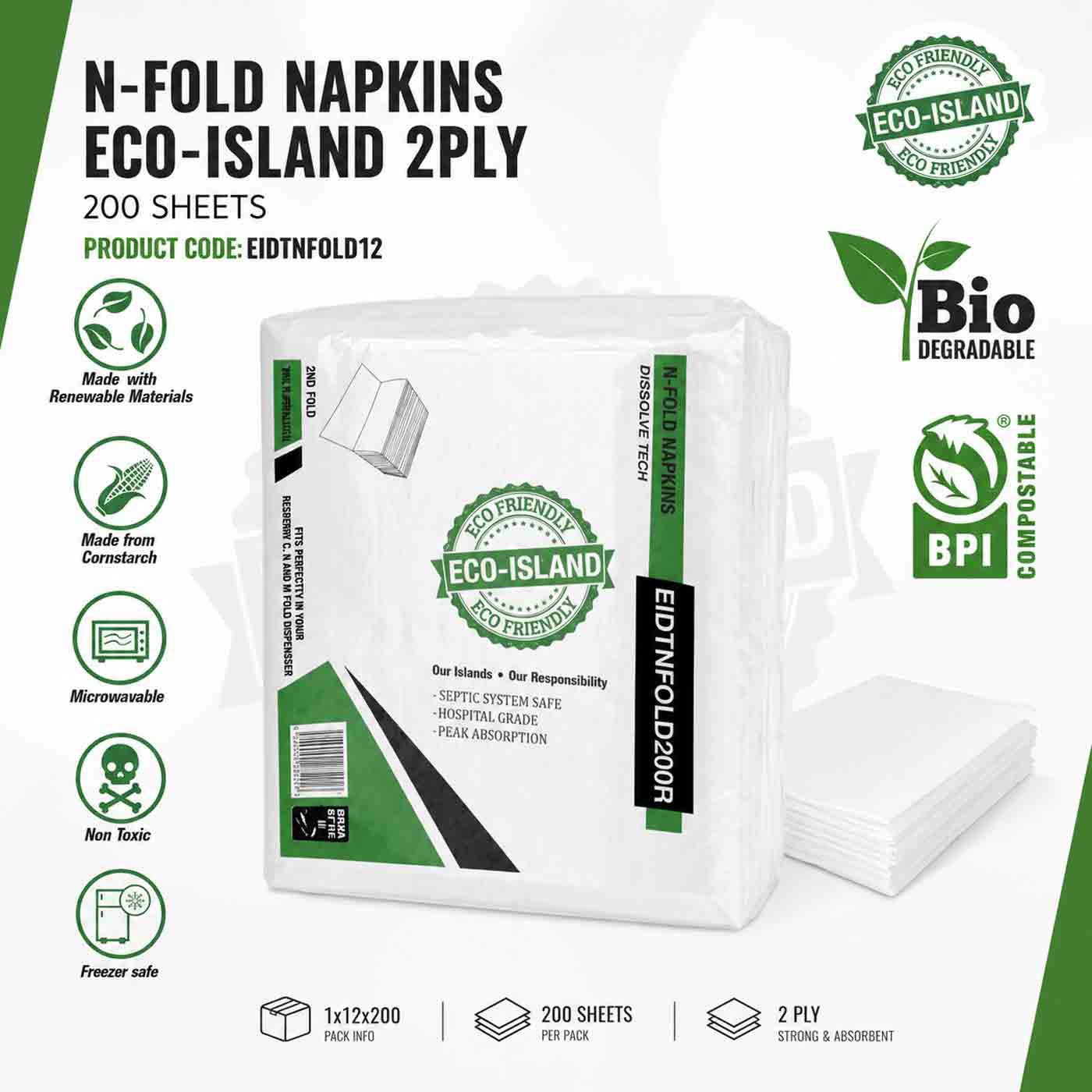 N-Fold Napkins Eco-Island 2ply 1/12/200