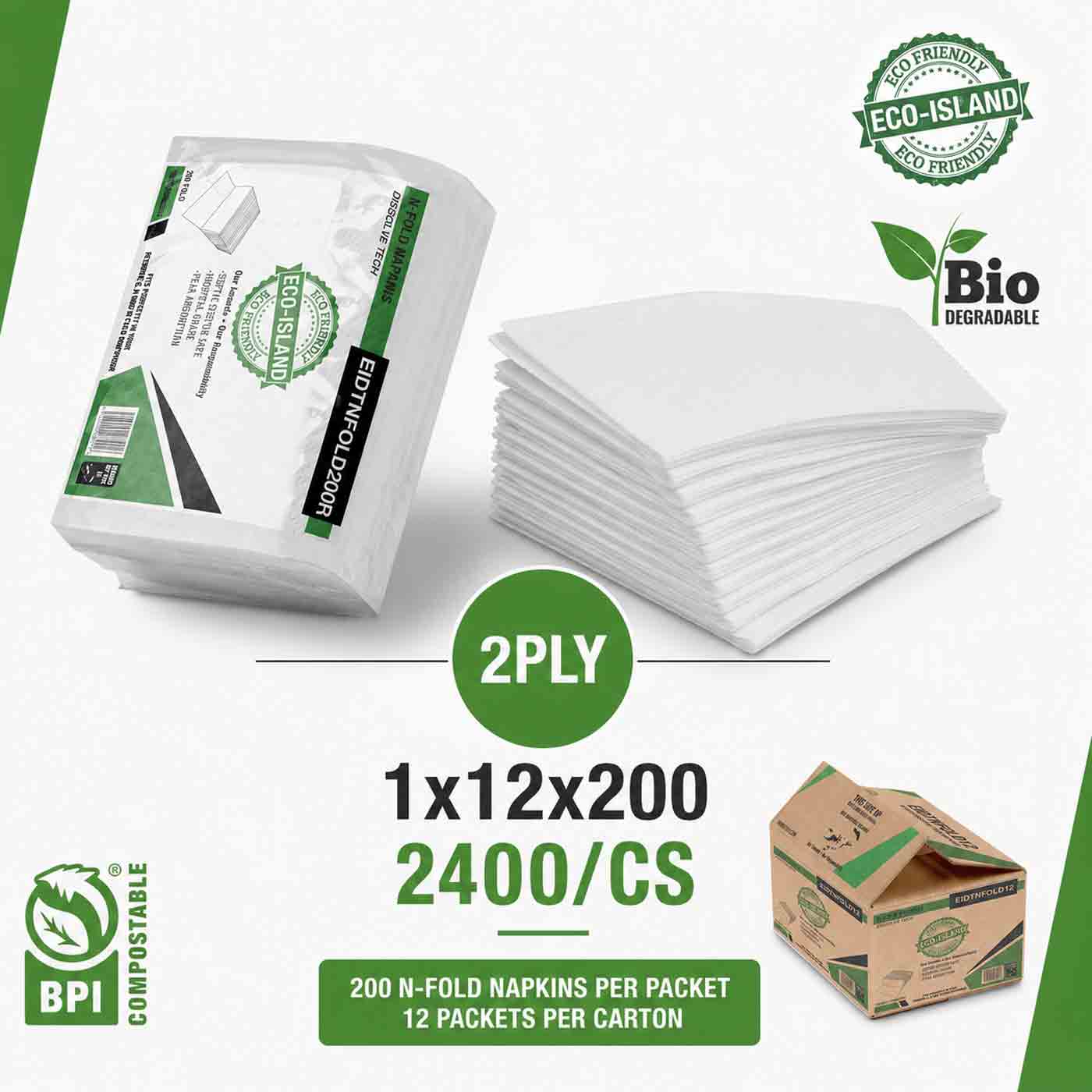 N-Fold Napkins Eco-Island 2ply 1/12/200