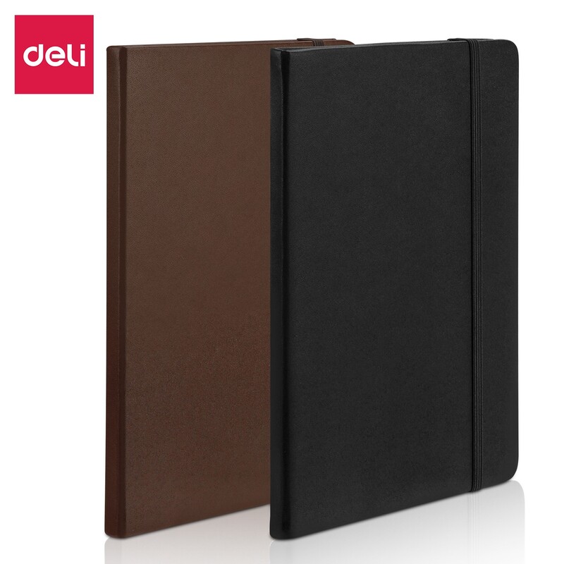 DELI N111L BUSINESS LEATHER COVER N/BOOK 70G 80SHTS A5 BROWN
