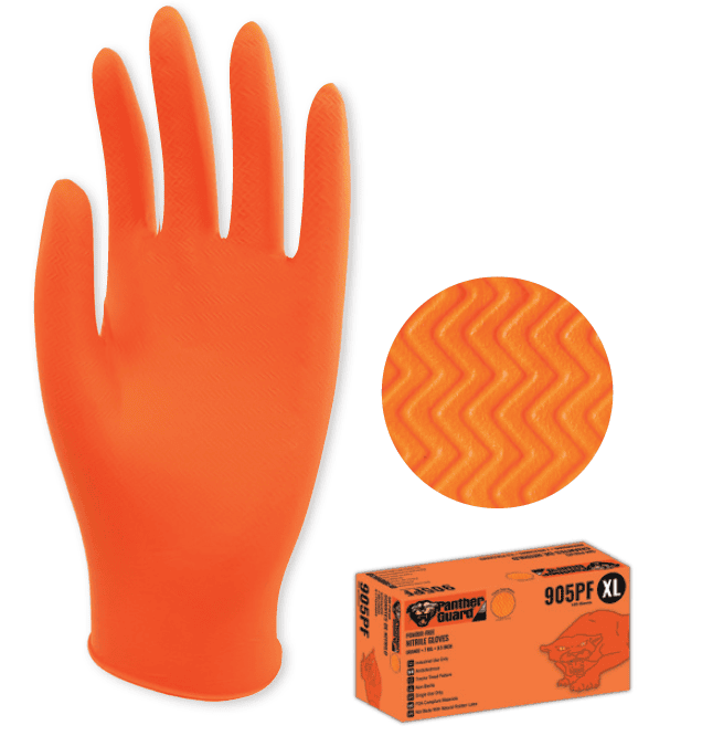 GUANTE NITRILO NARANJA PANTHER 905PF S/P C/100