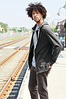 NEA122 CHAMARRA CON CAPUCHA CABALLERO NEW ERA SUEDED COTTON BLEND