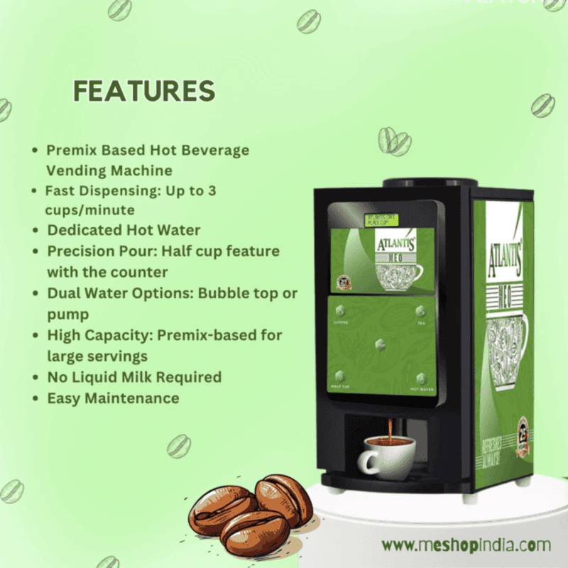 Atlantis Neo Coin Operated 2-Lane Tea and Coffee Vending Machine