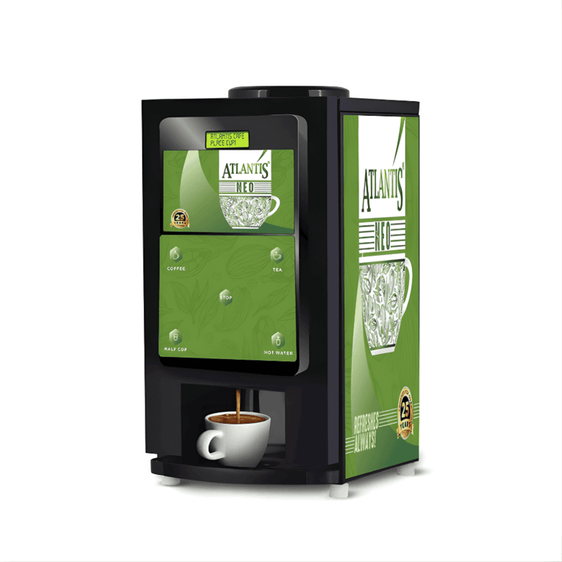 Atlantis Neo-3 lane automatic tea and coffee vending machine providing quick hot drink solutions.