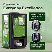 Close-up of the Atlantis Neo 2-lane coin-operated tea and coffee dispenser interface. Close-up of the Atlantis Neo 2-lane coin-operated tea and coffee dispenser interface.