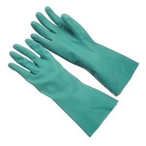15 Mil, Flock Lined, Green Nitrile Chemical Glove