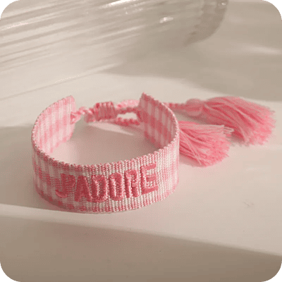 Christian Dior Knitted Bracelet Pink Stripped