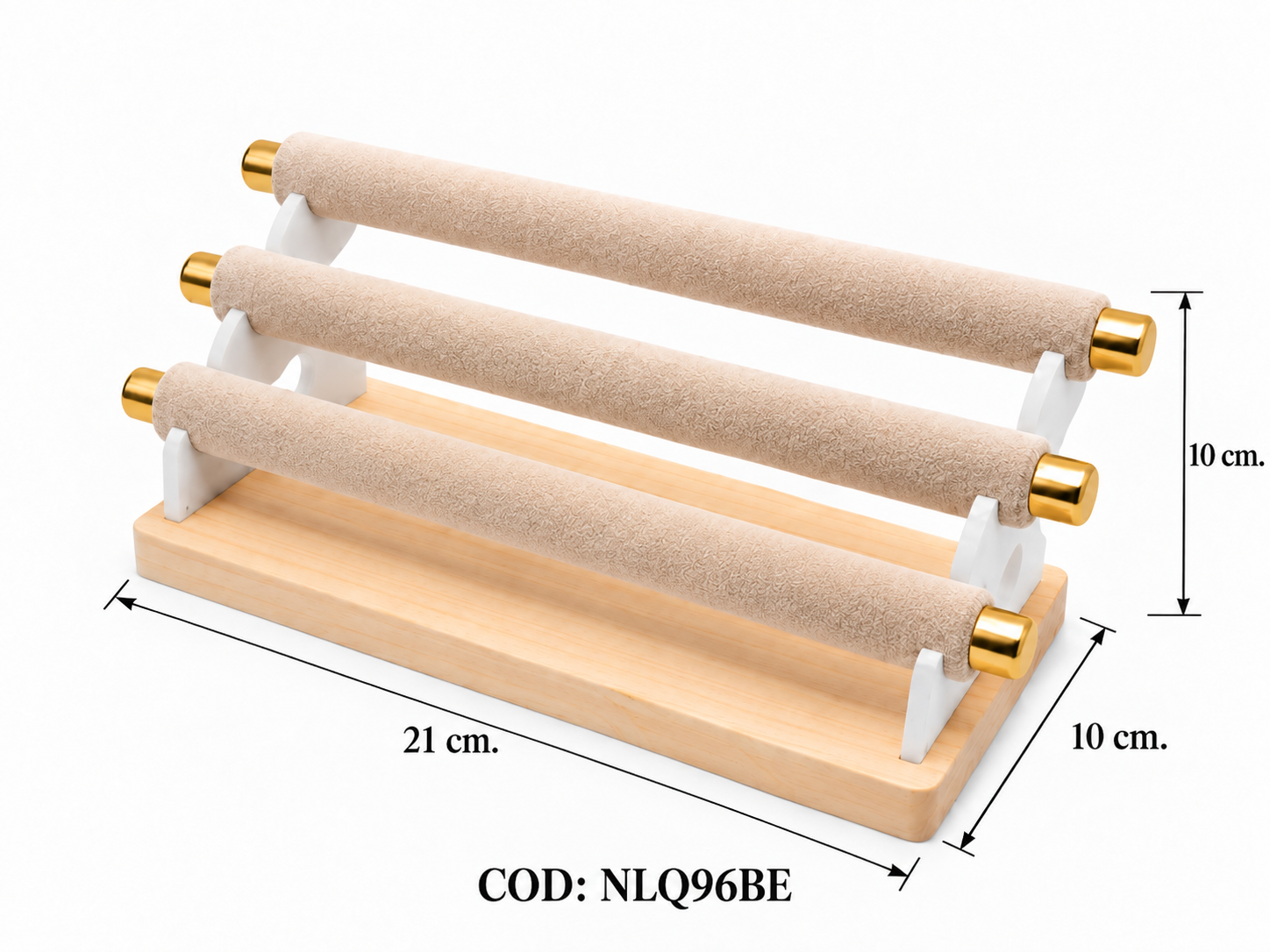 EXHIBIDOR TRES ESCALERITA DE ANILLOS BEIGE (21*10CM)  - (NLQ96)