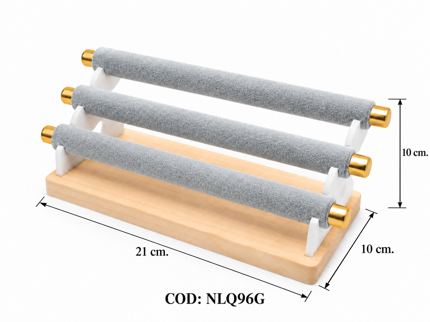 EXHIBIDOR TRES ESCALERITA DE ANILLOS GRIS (21*10CM)  - (NLQ96)