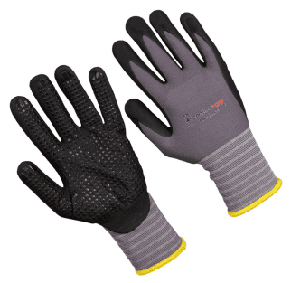 15G Grey nylon,black nitrile coated,with micro dots
