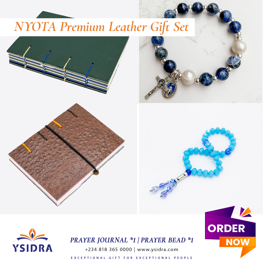 NYOTA Leather Prayer Journal A6 + Gemstone Prayer Beads | Personalised + Handcrafted