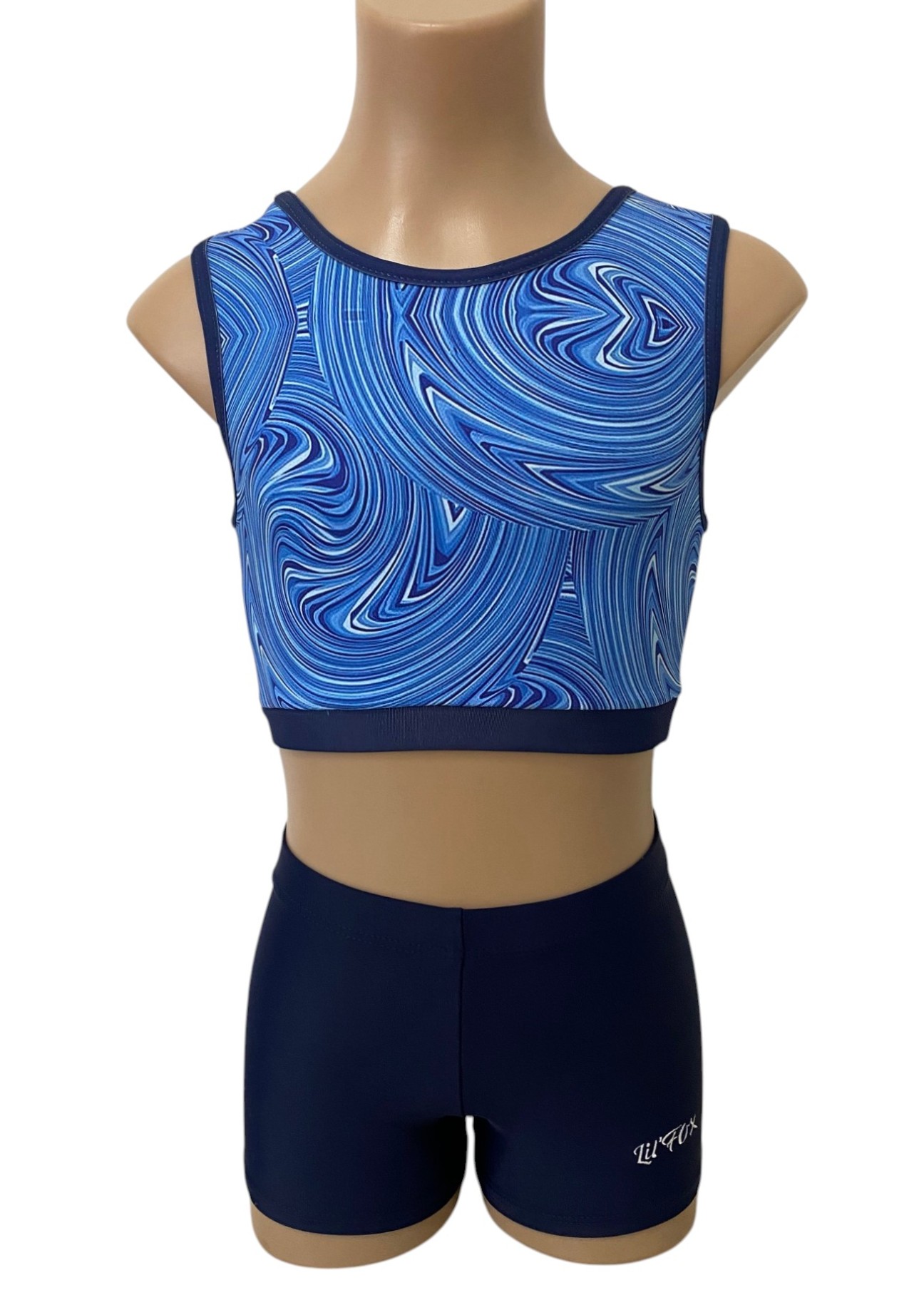 BLUE SWIRL CROP SET