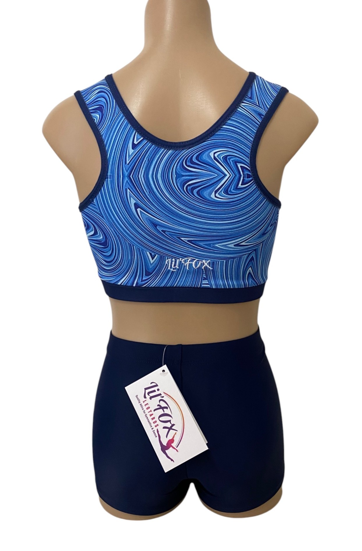 BLUE SWIRL CROP SET