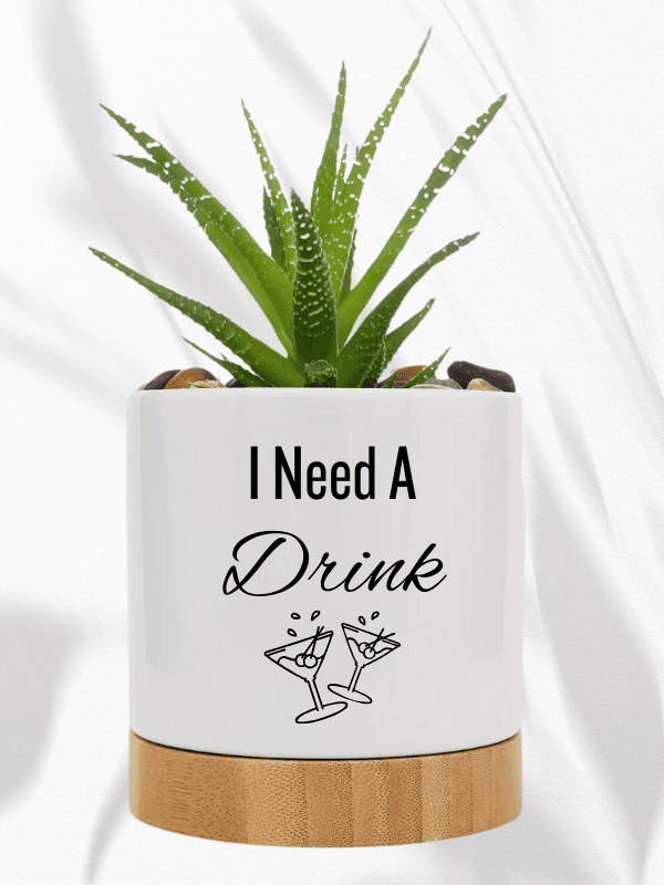 Ceramic Pot with Bamboo Tray