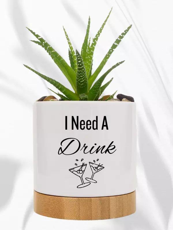 Ceramic Pot with Bamboo Tray