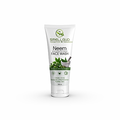 Smellgud cosmetics Ayurvedic Neem Face Wash | Gentle Face Wash for Acne | Face Wash for Acne Prone Skin | Anti-Acne Face Wash with Neem | Paraben & Sulphate-Free | Suitable for All Skin Types 100 Ml