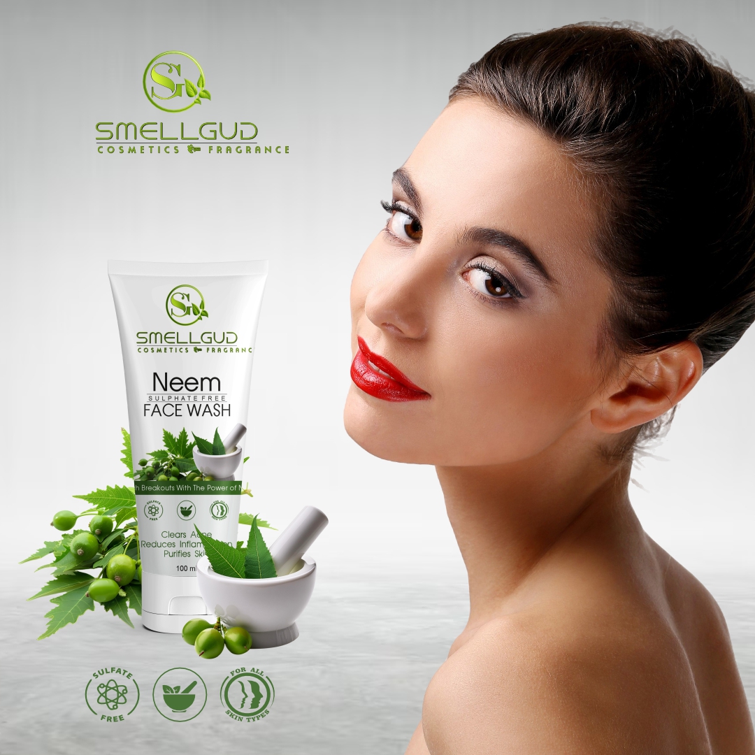 Smellgud cosmetics Ayurvedic Neem Face Wash | Gentle Face Wash for Acne | Face Wash for Acne Prone Skin | Anti-Acne Face Wash with Neem | Paraben & Sulphate-Free | Suitable for All Skin Types 100 Ml