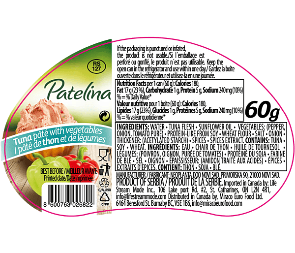 Neoplanta-Tuna Pate with Vegetables Patelina/Neoplanta 60g/12