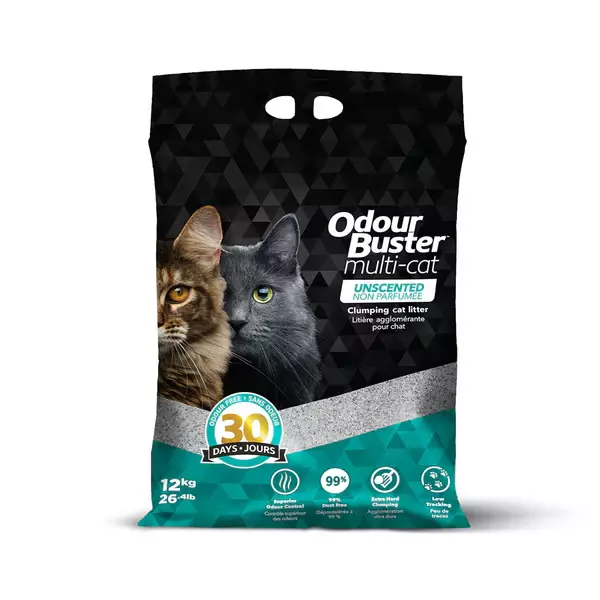 Odour Buster Multi-Cat Clumping Cat Litter – Unscented – 12Kg - Canada
