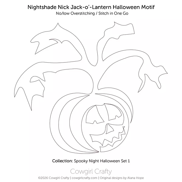 Nightshade Nick Jack-o'-Lantern Halloween Pumpkin | Longarm Digital Quilting Pattern