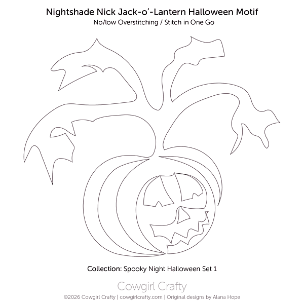 Nightshade Nick Jack-o'-Lantern Halloween Pumpkin | Longarm Digital Quilting Pattern
