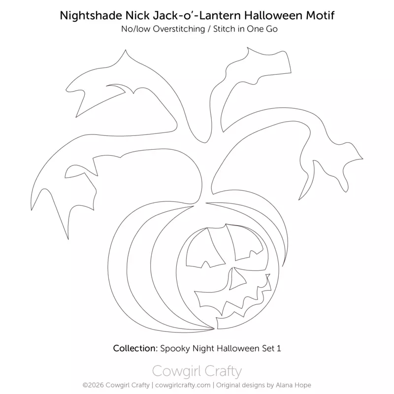 Nightshade Nick Jack-o'-Lantern Halloween Pumpkin | Longarm Digital Quilting Pattern